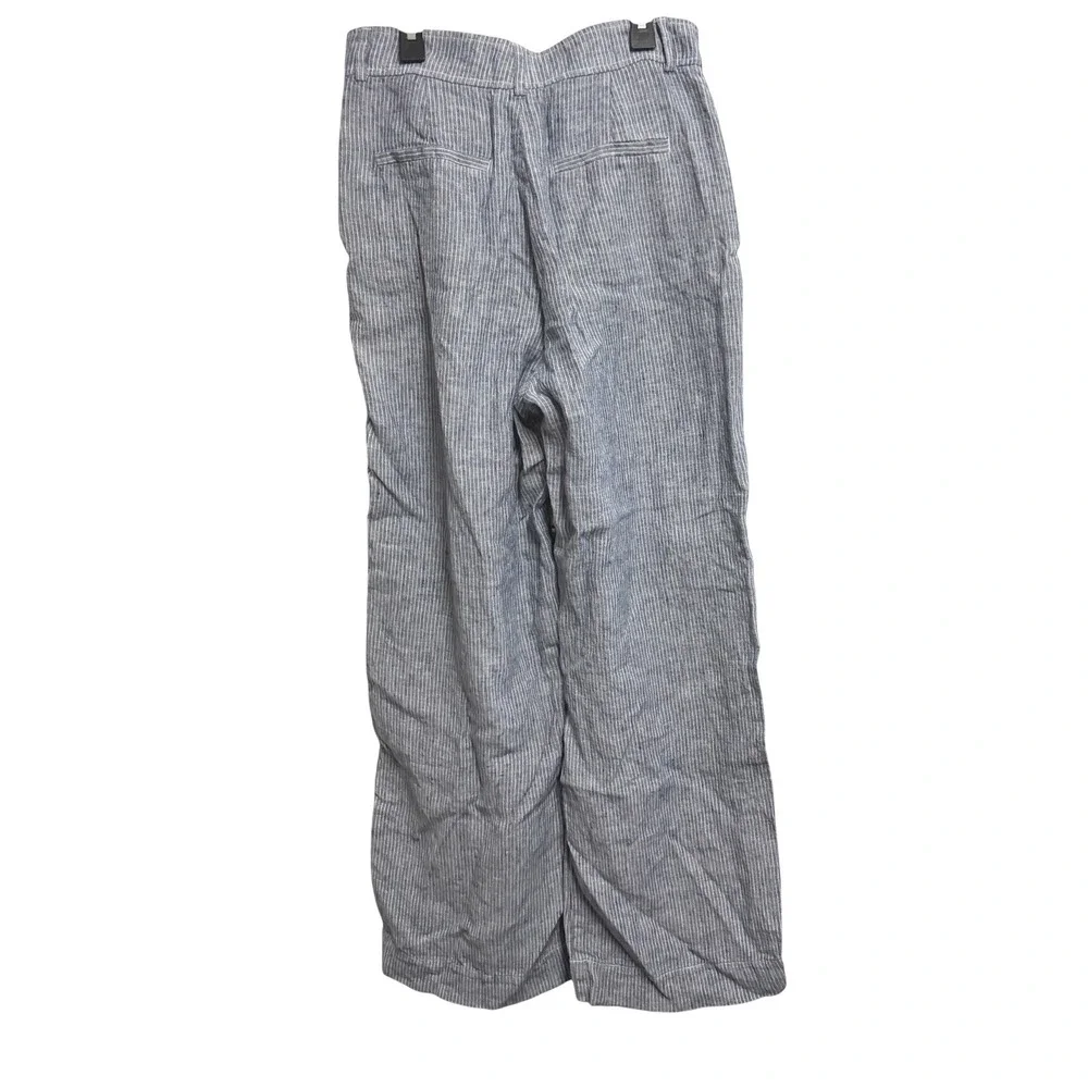 Everlane The Linen Way-High Drape Pant Striped Blue Chambray Wide Leg 6